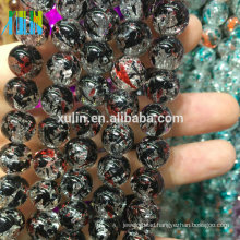 wholesale 8mm jet glass floral crackle beads jewelry beads making machine